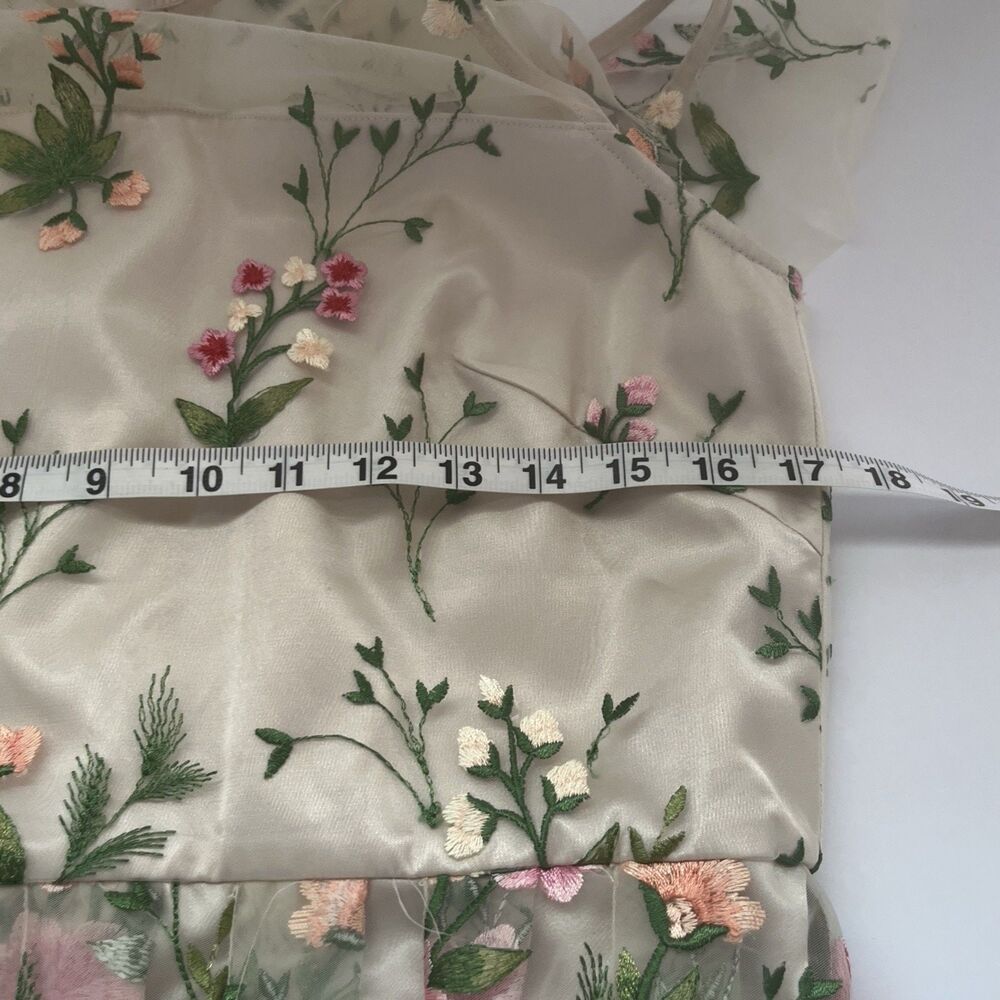 Tahari Dress Spring Summer Flower Embroidery Cold Shoulder - Picture 11 of 16